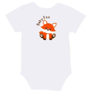 Baby Fox Short Sleeve Bodysuit - White