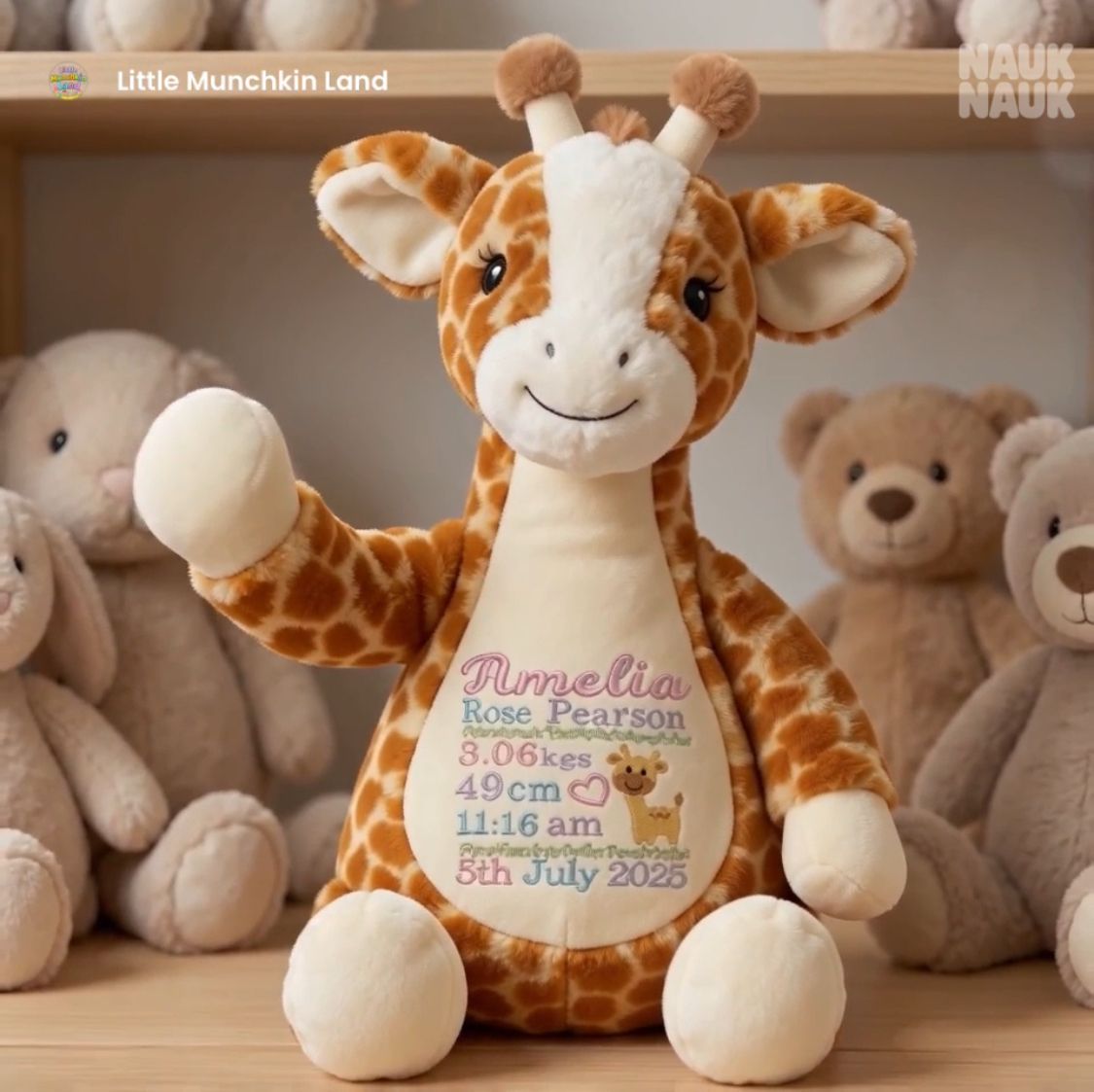 Custom Embroidered Giraffe.
