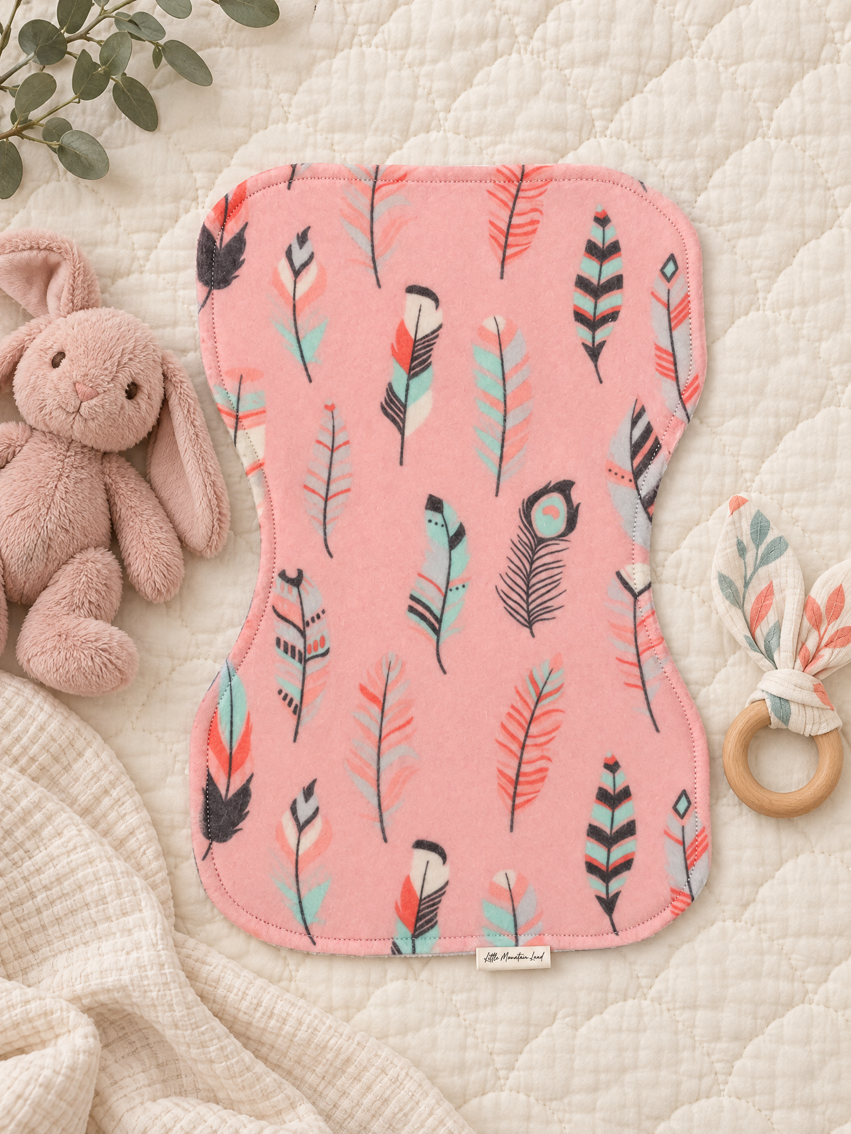 Feathers High Quality Hand Made Cotton Burp Cloth